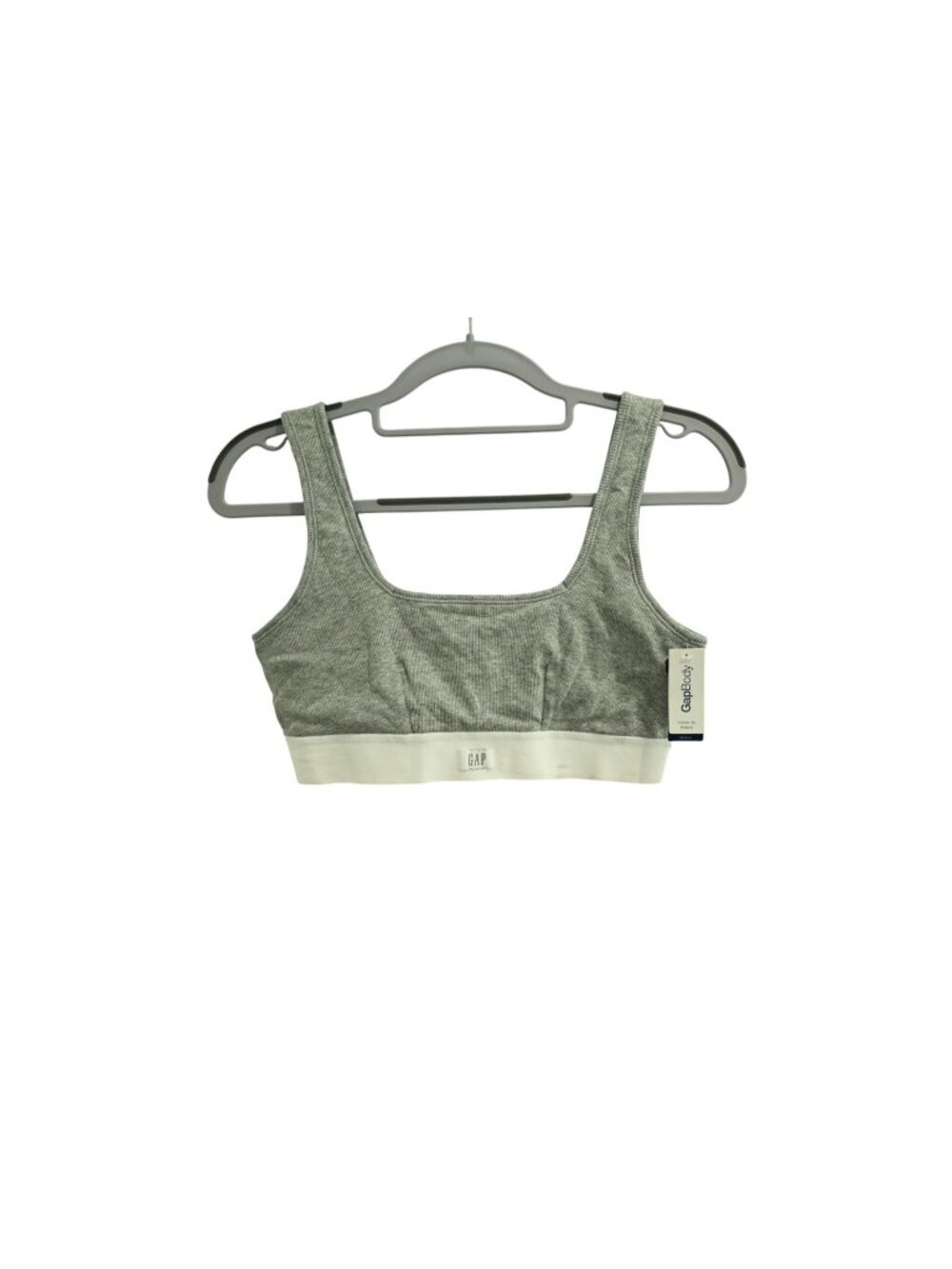 NWD GapBody Cotton Rib Bralette Sz M Grey Wireless Pullover Lounge Bra Stretch
